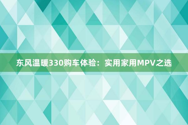 东风温暖330购车体验：实用家用MPV之选